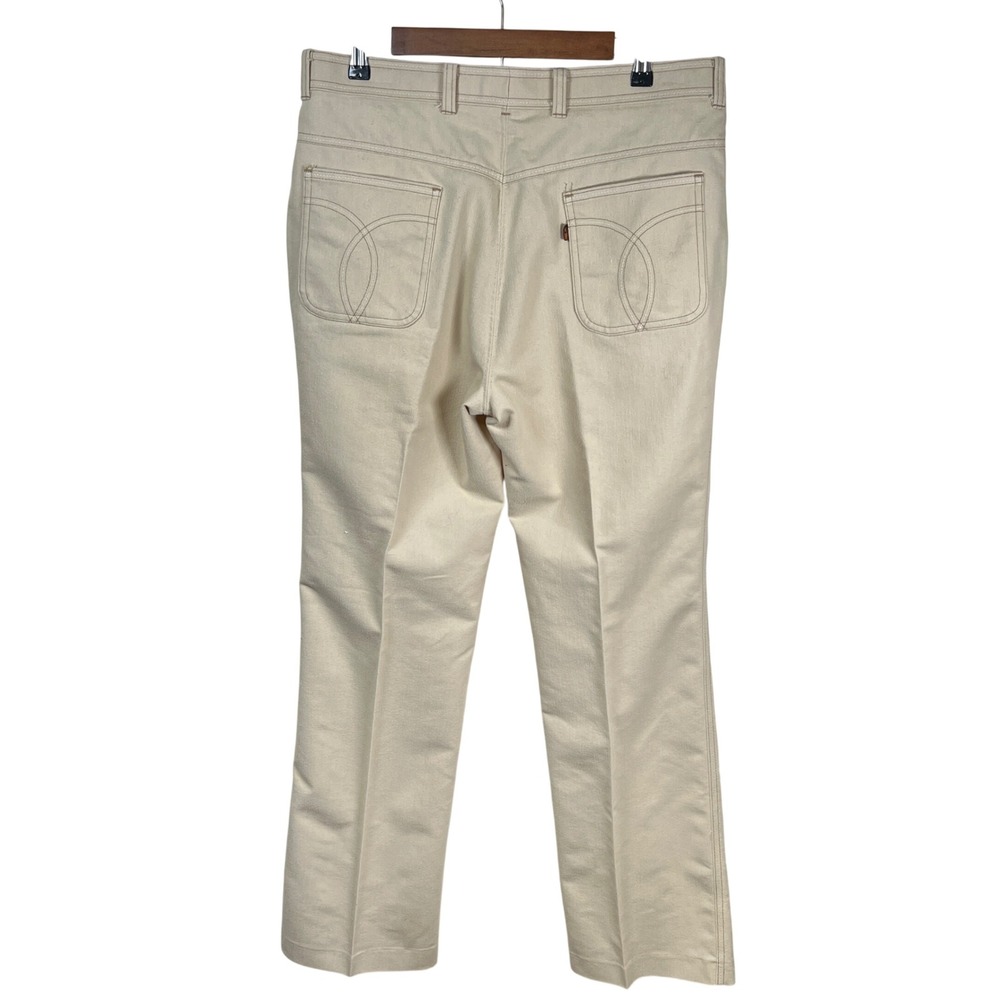 Vtg Levis Action Slacks Mens Beige Twill Tailored Fit Flat Front Pants 36 x 34 - Picture 2 of 8